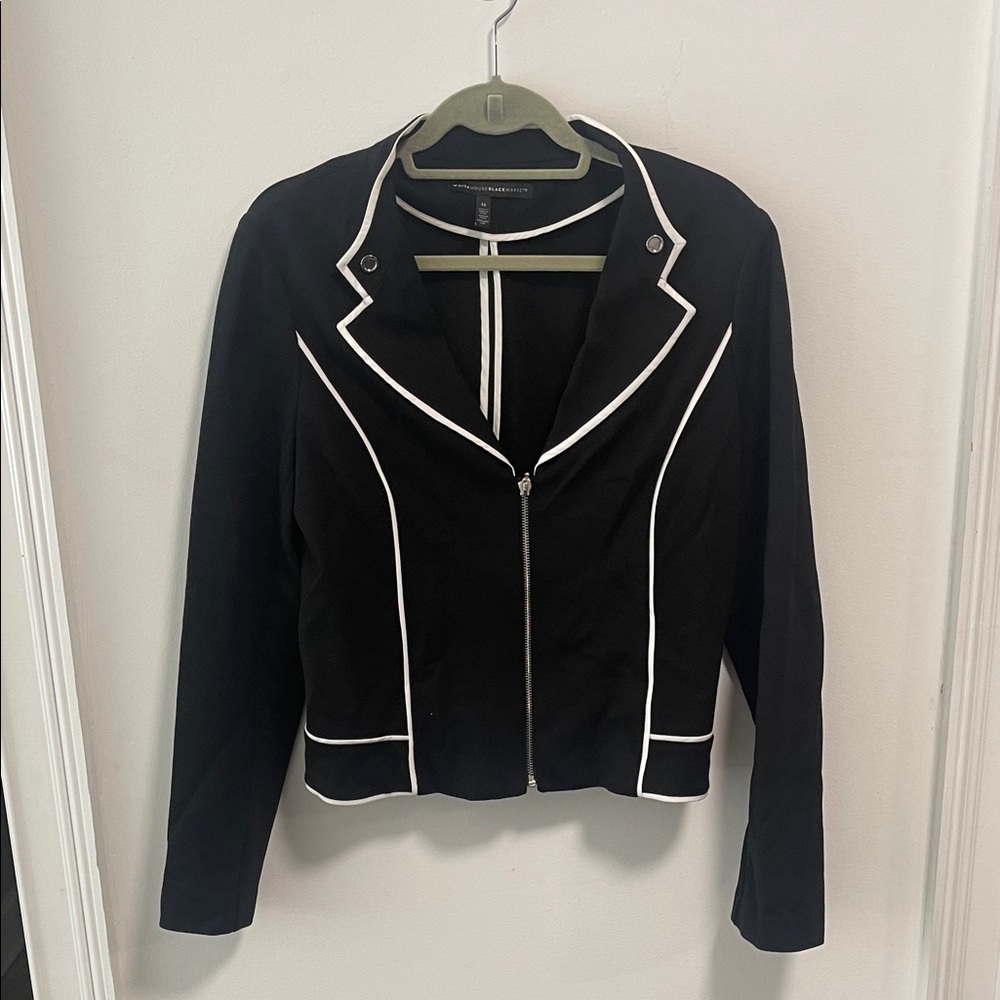 WHBM Black Jacket with White Stripes